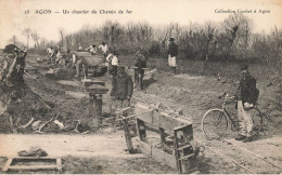 Agon , Coutainville * Un Chantier Du Chemin De Fer * Wagons Ouvriers Facteur Poste Ptt Vélo * Travaux ! - Other & Unclassified