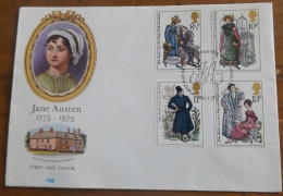 Jane Austen FDC 1795 -1975 Great Britain FDC Postmarked Steventon Basingstoke (birthplace ) 22 Nd Oct 1975 - 1971-1980 Decimal Issues