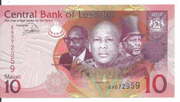 LESOTHO 10 MALOTI 2013 UNC P 21 B - Lesoto