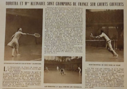 1928 TENNIS - BOROTRA Et Mme KLEINADEL SONT CHAMPIONS DE FRANCE SUR COURTS COUVERTS - LE MIROIR DES SPORTS - Bücher