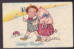 CPA Growald Martin Cochon Pig Position Humaine Circulé Champignon - Schweine