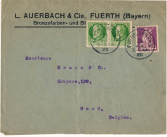 BAYERN  1920  L.AUERBACH & Cie FUERTH  BAYERN  BRONZENFARBEN TO GAND BELGIEN     ZIE  SCANS - Andere & Zonder Classificatie
