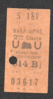 PARIS TICKET RATP METRO   D2828 - Europa