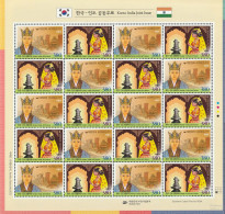 South Korea 2019 India, Joint Issue, Flag, Boat, Architecture,Dragon, Queen Heo, Princess Suriratna, Full Sheet MNH (**) - Gezamelijke Uitgaven