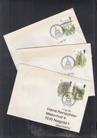 GROSSBRITANNIEN 1206-1209 Auf 3 Briefen, Gestempelt: London Philatelic Counter 7.AUG 1989, Baudenkmäler - Storia Postale