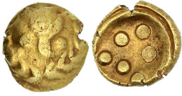 Stater "Regenbogenschüsselchen", 1. Jh. V. Chr. Typ Vogelkopf Im Kranz/Torques Um 6 Als Dreieck Angeordnete Kugeln. 7,48 - Celtas