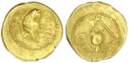 Aureus 46 V. Chr. Praetor A. Hirtius. C. CAESAR COS. TER. Verschleierter Kopf Der Vesta R./A. HIRTIVS PR. Priestergeräte - Andere & Zonder Classificatie