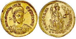 Solidus 393/423, Constantinopel, 7. Off. 4,38 G. Vorzüglich/Stempelglanz. RIC 8. - Other & Unclassified