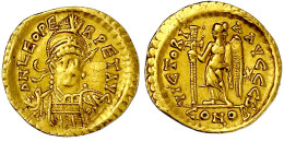 Solidus 457/474 Constantinopel, 6. Offizin. Brb. V.v. Mit Helm/VICTORIA AVGGG S CONOB. Victoria Steht L., Hält Langkreuz - Otros & Sin Clasificación