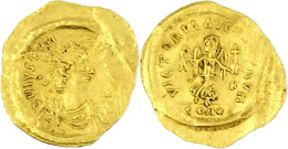 Tremissis 527/565, Constantinopel. Herrscherbüste Mit Diadem N.r./Victoria Mit Kranz Und Kreuzglobus. 1,48 G. Sehr Schön - Byzantine
