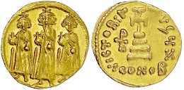 Solidus 639/641, Constantinopel, 7. Offizin, 1. Indiktion. Heraclius, Heraclius Constantin Und Heraclonas Stehen Nebenei - Byzantine