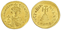 Solidus 644/645, Constantinopel, 5. Offizin. Büste V.v. Ohne Bart/Stufenkreuz. 4,43 G. Vorzüglich/Stempelglanz, Doppelsc - Byzantine