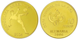 10 Pesos 2004 Auf Die Fussball-WM In Deutschland. 6,75 G. 999/1000. Mit Zertifikat. Polierte Platte. Yeoman 147. Schön 1 - Argentine
