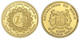1500 Francs 2002. Euroeinführung. 3,1 G. Feingold. Polierte Platte. Numista 152841. - Benin