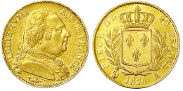 20 Francs 1814 A, Paris. 6,45 G. 900/1000. Vorzüglich. Krause/Mishler 706.1. Friedberg 525. - 20 Francs (goud)