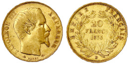 20 Francs 1855 D, Lyon. 6,45 G. 900/1000. Sehr Schön. Krause/Mishler 781.3. - 20 Francs (goud)