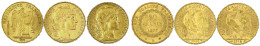 3 X 20 Francs: Stehender Genius 1877 A, Hahn 1904 Und 1913. Je 6,45 G. 900/1000. Im Schnitt Vorzüglich/Stempelglanz. Fri - 20 Francs (oro)