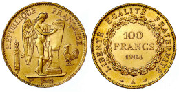 100 Francs Stehender Genius 1904 A, Paris. 32,26 G. 900/1000. Vorzüglich/Stempelglanz. Friedberg 590. Krause/Mishler 832 - 100 Francs (gold)