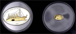 Gedenkmünzensatz Titanic-Expedition 2000. 25 Dollars Gold (1/25 Unze) Und 10 Dollars Silber Mit Teilvergoldung (25 G. St - Liberia