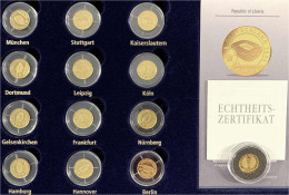 13 Kleine Goldmünzen: Münzenserie 2004/2006 Zur Fussballweltmeisterschaft In Deutschland. 12 Verschiedene 10 Dollar-Stüc - Liberia