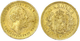 20 Kronen 1902. 8,96 G. 900/1000. Fast Stempelglanz, Min. Randfehler, Prachtexemplar. Friedberg 17. Sieg 104. - Noruega