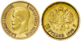 10 Rubel 1899, St. Petersburg. 8,60 G. 900/1000. Gutes Sehr Schön. Bitkin 6. Friedberg 179. - Russia