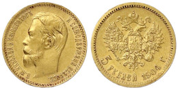 5 Rubel 1904, St. Petersburg. 4,30 G. 900/1000. Vorzüglich. Bitkin 31. Friedberg 180. - Russie