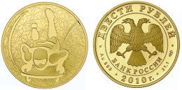 200 Rubel (1 Unze Gold) 2010 Skeleton. Mit Zertifikat. Aufl. Nur 500 Exemplare. Polierte Platte. Yeoman 1262. - Rusland