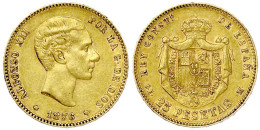 25 Pesetas 1876 (76) D-EM. 8,06 G. 900/1000. Vorzüglich, Winz. Randfehler. Krause/Mishler 673. Friedberg 342. - Andere & Zonder Classificatie