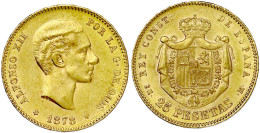 25 Pesetas 1878 (78) EM-M. 8,06 G. 900/1000. Gutes Vorzüglich. Krause/Mishler 673. Friedberg 342. - Autres & Non Classés