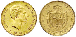 25 Pesetas 1880 (80) MS-M. 8,06 G. 900/1000. Vorzüglich/Stempelglanz. Krause/Mishler 673. Friedberg 342. - Sonstige & Ohne Zuordnung