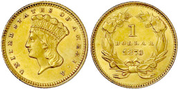 1 Dollar 1873. Indian Head, Open 3. 1,67 G. 900/1000. Prägefrisch/fast Stempelglanz, Min. Kratzer, Selten In Dieser Erha - Other & Unclassified