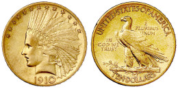 10 Dollars 1910, Philadelphia. Indian Head. 16,72 G. 900/1000. Vorzüglich. Krause/Mishler 130. Friedberg 166. - Andere & Zonder Classificatie