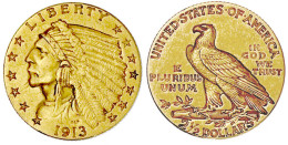 2 1/2 Dollars 1913, Philadelphia. Indian Head. 4,18 G. 900/1000. Gutes Sehr Schön, Min. Kratzer. Krause/Mishler 128. - Other & Unclassified