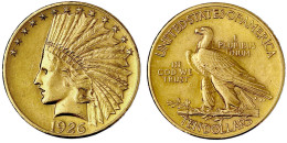 10 Dollars 1926, Philadelphia. Indian Head. 16,72 G. 900/1000. Vorzüglich. Krause/Mishler 130. - Andere & Zonder Classificatie