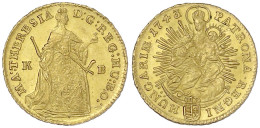 Dukat 1743 KB, Kremnitz. 3,49 G. Prägefrisch/fast Stempelglanz. Herinek 236. Friedberg 180. - Gold Coins