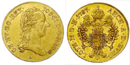Dukat 1787 A, Wien. 3,49 G. Vorzüglich, Kl. Kratzer. Herinek 29. Friedberg 439. - Gouden Munten