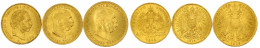 3 Offizielle Neuprägungen: 4 Florin 1892, 10 Kronen 1912 Und 20 Kronen 1915. 13,38 G. 900/1000. Alle Prägefrisch - Pièces De Monnaie D'or