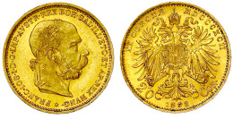 20 Kronen 1892. 6,78 G. 900/1000. Prägefrisch/fast Stempelglanz. Herinek 330. Friedberg 421. - Gold Coins