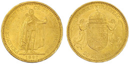 20 Korona 1892 KB. Stehender Herrscher. Für Ungarn. 6,78 G. 900/1000. Vorzüglich/Stempelglanz. Herinek 353. Friedberg 92 - Gouden Munten