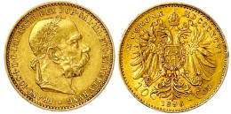 10 Kronen 1896. 3,39 G. 900/1000. Vorzüglich, Min. Randfehler. Herinek 382. Friedberg 422. - Gold Coins