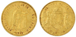 10 Korona 1907 KB. Stehender Herrscher. Für Ungarn. 3,39 G. 900/1000. Sehr Schön/vorzüglich, Min. Randfehler. Herinek 40 - Gold Coins