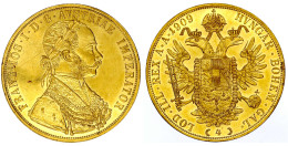 4 Dukaten 1909. 13,97 G. 986/1000. Vorzüglich, Kratzer, Selten. Herinek 64. - Gold Coins