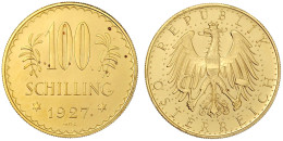 100 Schilling 1927. 23,52 G. 900/1000. Vorzüglich/Stempelglanz Aus Erstabschlag, Winz. Flecke. Nile Post 5. Friedberg 52 - Oostenrijk