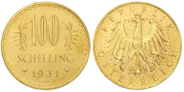 100 Schilling 1931. 23,52 G. 900/1000. Gutes Vorzüglich Aus Erstabschlag, Winz. Randfehler. J. 437. Friedberg 520. Nile  - Austria