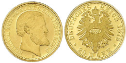 Nachprägung 20 Mark Reuß 1875, Gefertigt 2006, 3,13 G. 585/1000. Polierte Platte - 5, 10 & 20 Mark Gold