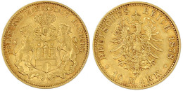 10 Mark 1878 J. Vorzüglich/Stempelglanz. Jaeger 209. - 5, 10 & 20 Mark Gold