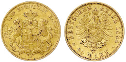 20 Mark 1884 J. Gutes Sehr Schön, Min. Randfehler. Jaeger 210. - 5, 10 & 20 Mark Goud