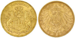 20 Mark 1913 J. Vorzüglich/Stempelglanz, Kl. Randfehler. Jaeger 212. - 5, 10 & 20 Mark Goud