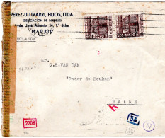 71632 - Spanien - 1944 - 2@40c Heiliges Jahr A Bf MADRID -> Niederlande, M Dt Zensur & Transorma-Code "AF" - Covers & Documents